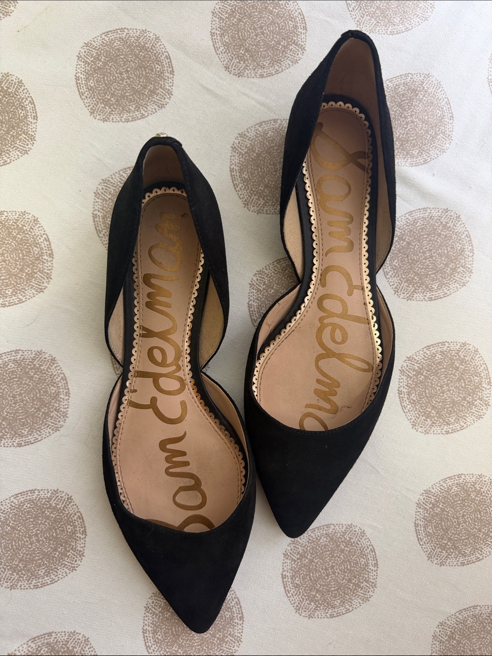 Sam Edelman Black Suede Pointed D'Orsay Flats